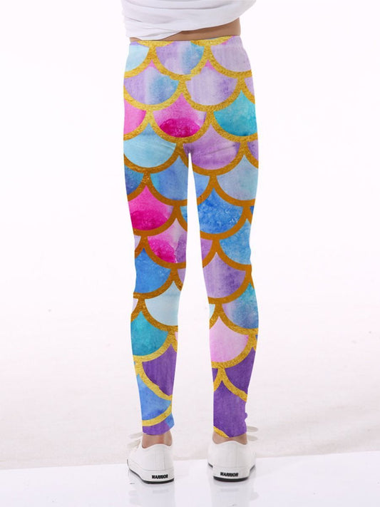 Mermaid Pattern Printed Leggings - dianjiang-