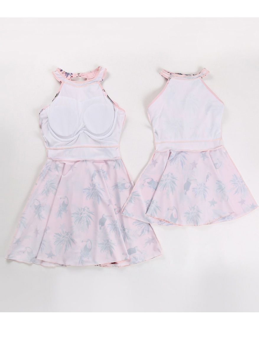 Mommy And Me Family Fitted Bird Leaf Print Swimwear - dianjiang-