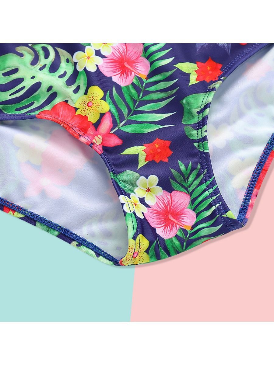 Mom and Daughter Flower Leaf Bikini Family Outfit Swimwear - dianjiang-