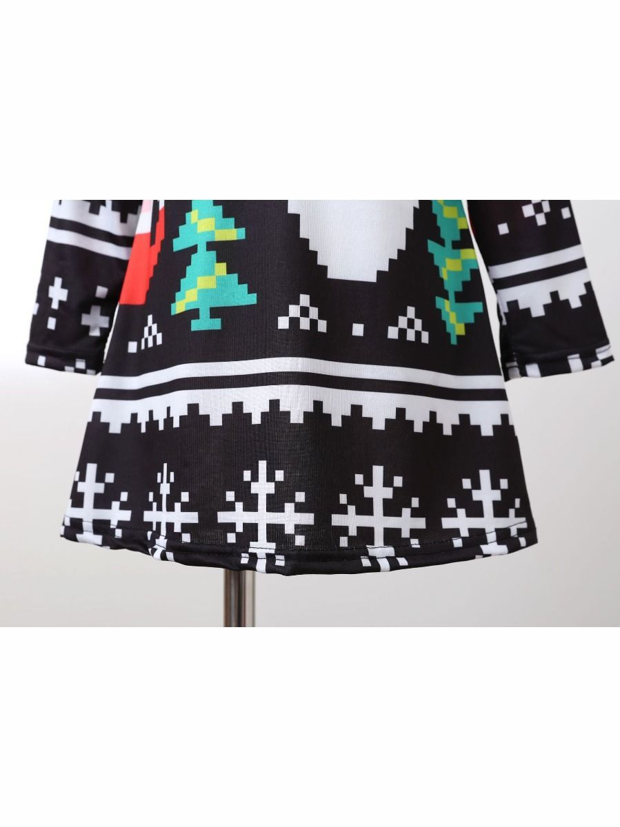 Mom and Me Santa Random Pattern Long-sleeved Dress - dianjiang-