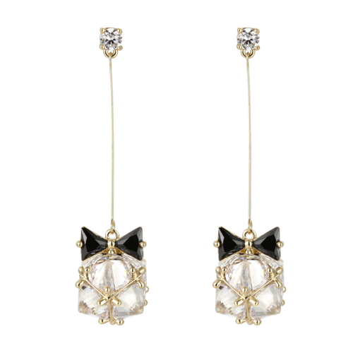 考拉猪 日系和风蝴蝶结水晶球长款耳环耳夹无耳洞女日本软妹清新 - dianjiang-