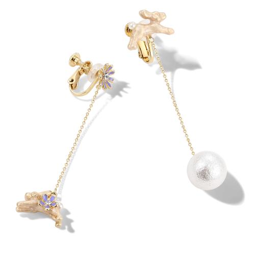 考拉猪 不对称 日本萌趣棉花珍珠小兔子造型耳环耳夹无耳洞女耳饰 - dianjiang-