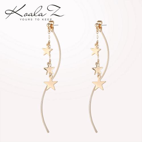 考拉猪 超仙冷淡风长款星星曲线S型前后耳环耳夹无耳洞女显瘦日系 - dianjiang-