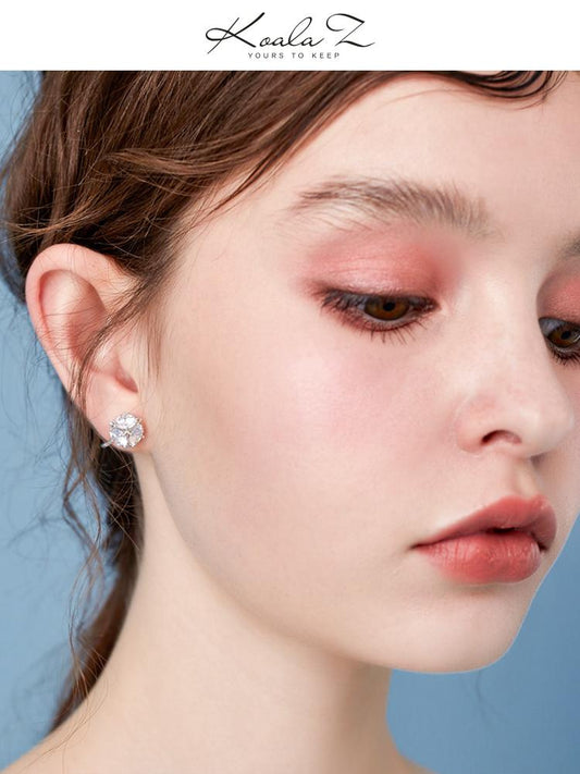 6面钻!极简百搭单品 立方体水晶钻球耳钉耳环耳夹无耳洞女欧美小 - dianjiang-