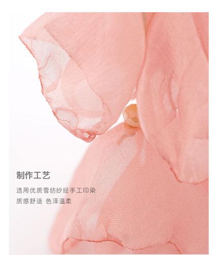 进口韩国飘逸面料 夏日清爽雪纺布艺花朵长款流苏耳环耳夹无耳洞 - dianjiang-