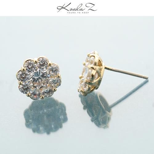 基础单品 简约圆钻花朵锆石红钻祖母绿耳钉耳环无耳洞耳夹女 - dianjiang-