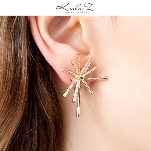 厚镀真金冷淡风高级感设计感发散金属珊瑚耳环耳夹无耳洞女欧美 - dianjiang-