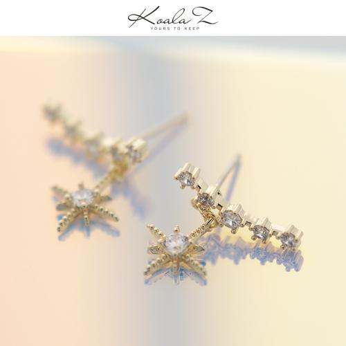 简约曲线锆石星芒精致小巧耳钉耳环无痛无耳洞耳夹女日常百搭设计 - dianjiang-