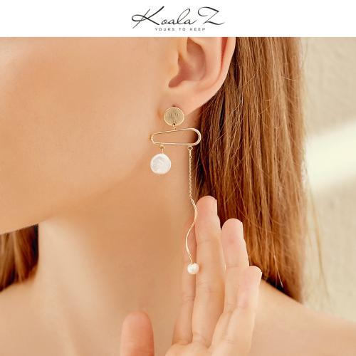 原创设计冷淡风个性天然巴洛克珍珠金属流苏耳钉耳环无耳洞耳夹女 - dianjiang-