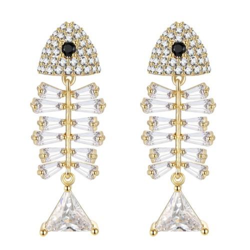 精品手作 闪耀质感百搭水晶小鱼骨个性耳环耳夹无耳洞女日系小巧 - dianjiang-