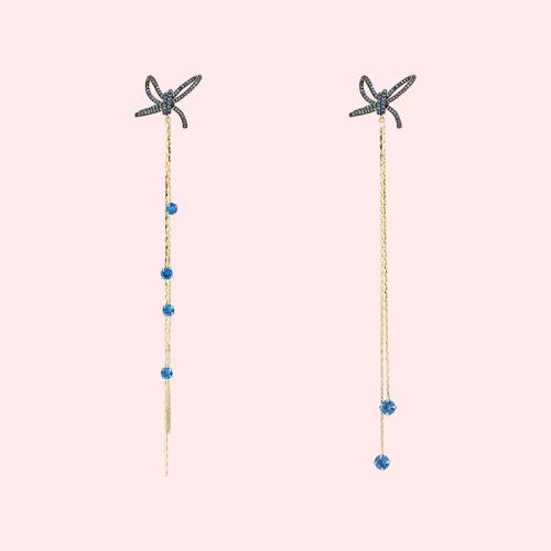 超仙重工显瘦长款冷淡风气质超长蝴蝶结流苏耳环耳夹无耳洞女圆脸 - dianjiang-