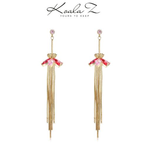 圆脸利器 别致吊花环流苏小长穗长款仙女耳环耳夹无耳洞女 - dianjiang-