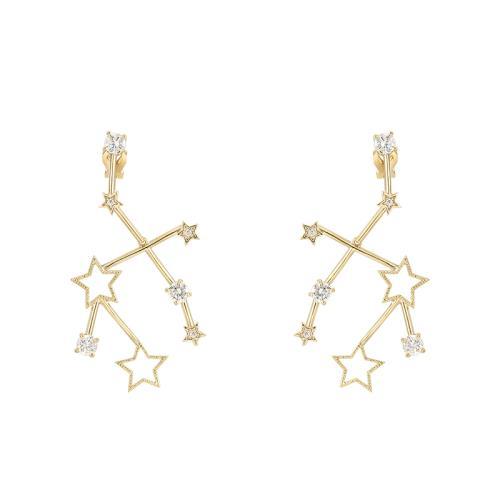 新款日韩甜美夸张修饰脸型五角星星双色耳钉无耳洞耳夹女百搭 - dianjiang-