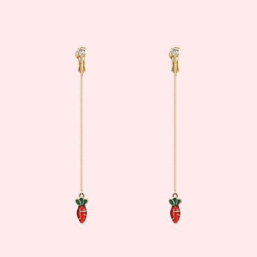 可爱滴釉金属小胡萝卜日系元气甜美耳钉无耳洞耳夹女无痛日常款 - dianjiang-