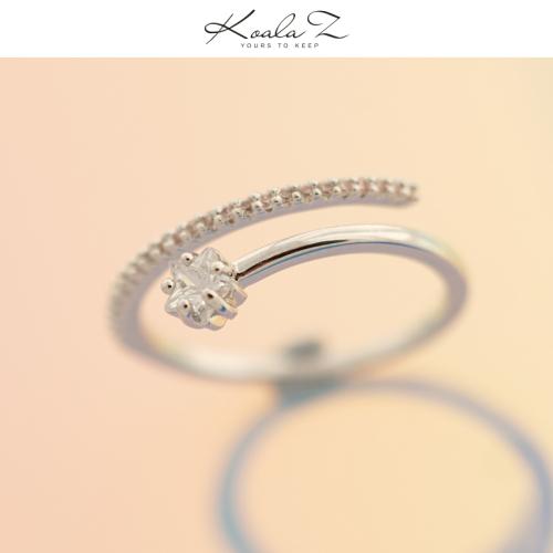 老客福利 个性精致简约设计星星月亮镶嵌锆石可调节开口戒指 - dianjiang-