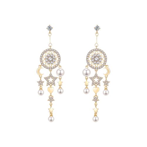 Star jewelry! Heavy industry design long tassel stars moon dream catcher earring earring earring female - dianjiang-