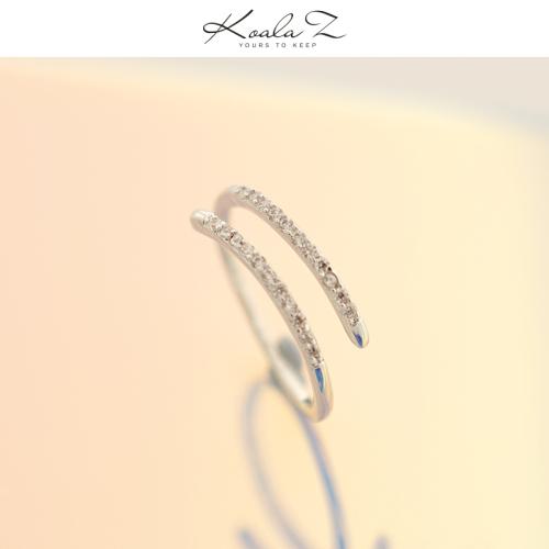 老客福利 个性精致简约设计星星月亮镶嵌锆石可调节开口戒指 - dianjiang-