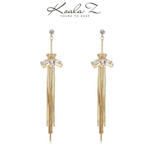 圆脸利器 别致吊花环流苏小长穗长款仙女耳环耳夹无耳洞女 - dianjiang-