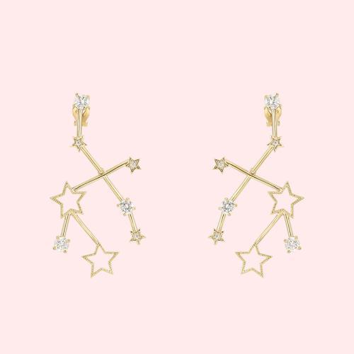 新款日韩甜美夸张修饰脸型五角星星双色耳钉无耳洞耳夹女百搭 - dianjiang-