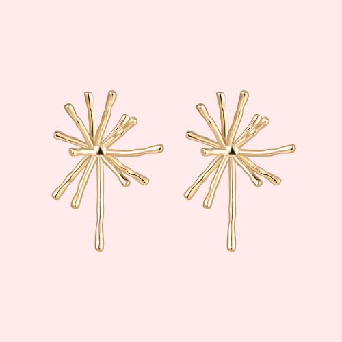 厚镀真金冷淡风高级感设计感发散金属珊瑚耳环耳夹无耳洞女欧美 - dianjiang-