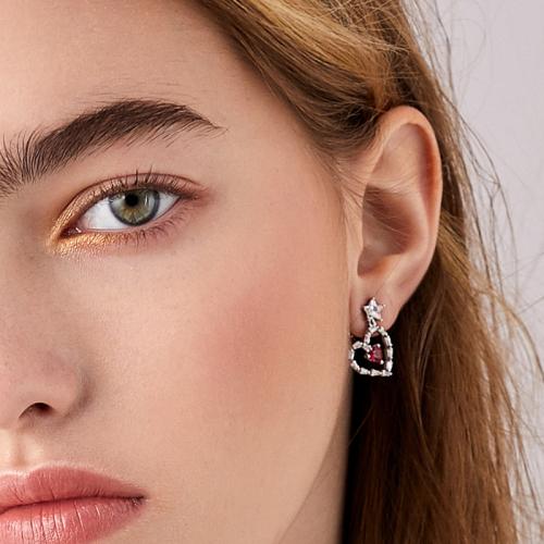 简约时尚ins潮人红色五角星星爱心耳环耳夹无耳洞女日系 - dianjiang-