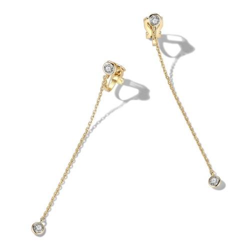 极简约OL小长款简洁纤细小巧圆钻仙女通勤冷淡风耳环耳夹无耳洞女 - dianjiang-