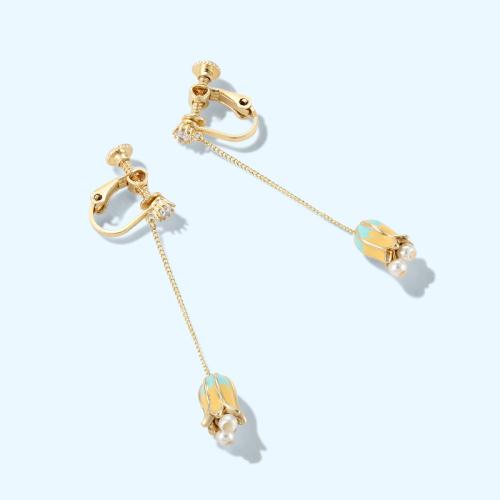 日系精品 滴釉风铃风信子流苏吊坠甜美耳钉耳环无痛无耳洞耳夹女 - dianjiang-