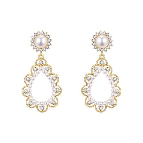 宫廷风水滴珍珠蕾丝小米珠耳钉耳环无痛无耳洞耳夹女日常 - dianjiang-