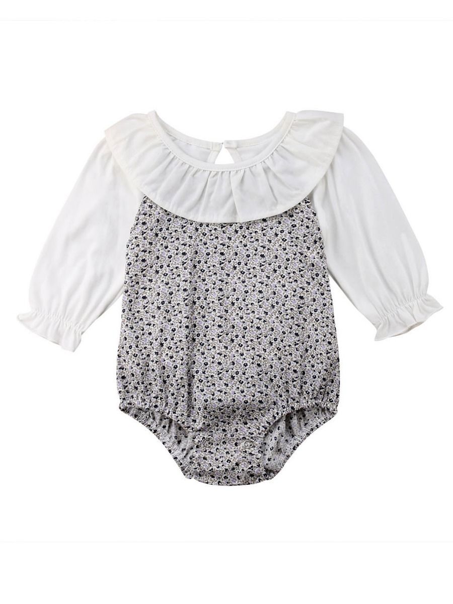 Ruffle Collar Infant Girl Romper Spring Onesie - dianjiang-