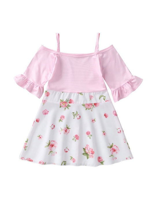 Ruffle Sleeved Flower Patchwork Girls Slip Dress - dianjiang-