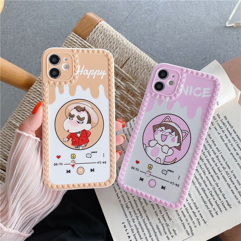 漫画のカップルアップル13ProMax電話ケースiPhone11 / 12オールインクルーシブxs / xrかわいい6女性7/8 - dianjiang-