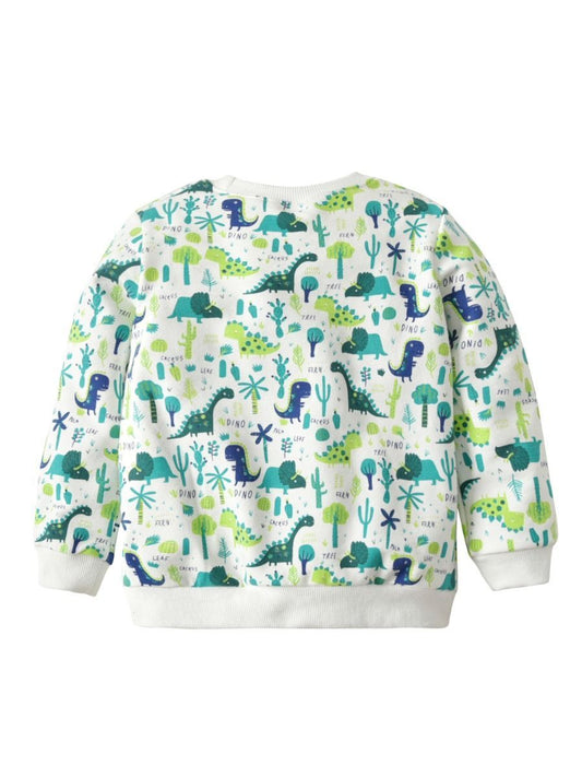 Simple Dinosaur Plants Pullover Tee Autumn Winter Kids Unisex Cotton Sweatshirt Tops - dianjiang-