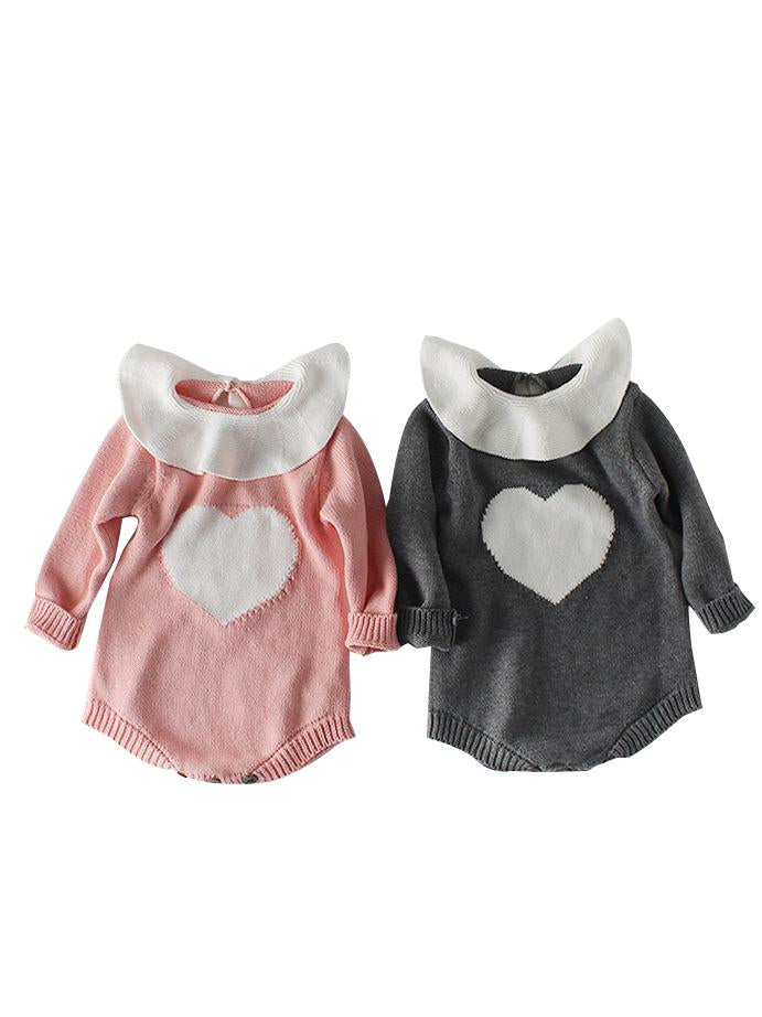 Doll Collar Romper Love Heart Crochet Infant Girl Cotton Spanish Style Baby Clothes - dianjiang-