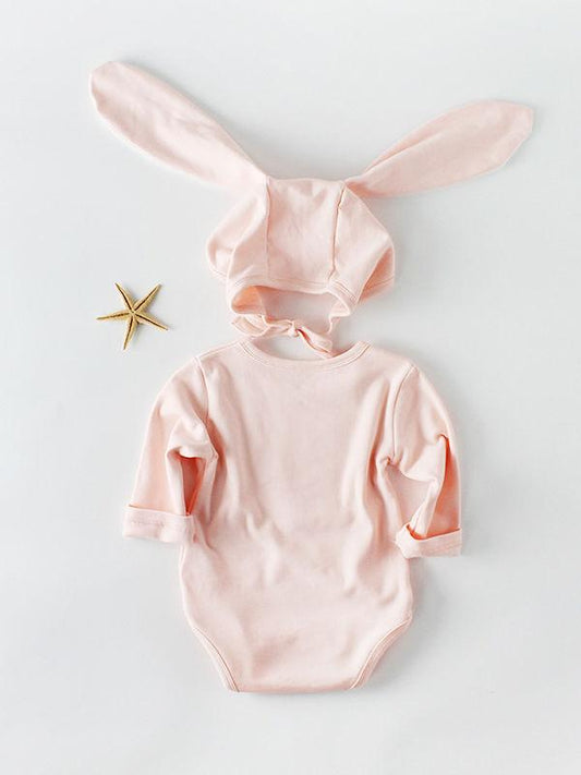 Spanish Style Baby Easter Clothes Set Long Sleeve Cotton Romper+Bunny Ear Detachable Hat - dianjiang-