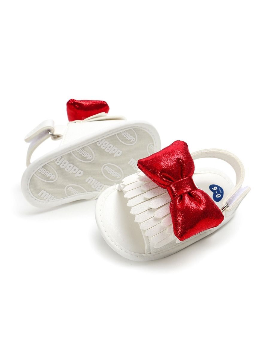 Stylish Tassel Trim Big Bow Pre-walker Sandal - dianjiang-