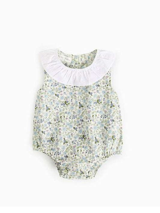 Summer Infant Baby Girls Flowers Print Sleeveless Bodysuit - dianjiang-