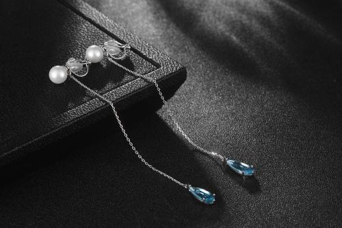 超仙气质珍珠水滴耳线耳环耳夹无耳洞日系少女韩国森系 - dianjiang-