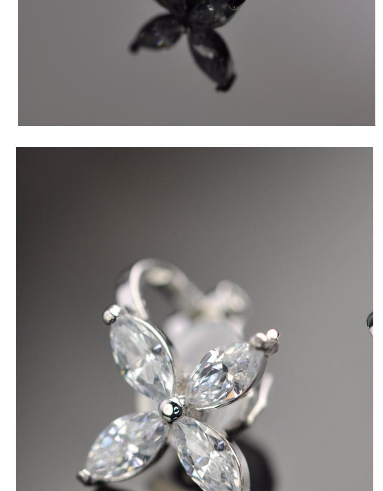 Zhou Dongyu, four leaf grass, zircon crystal earrings, ear clip, no ear hole, female earrings, lovely Japanese and Korean Earrings - dianjiang-