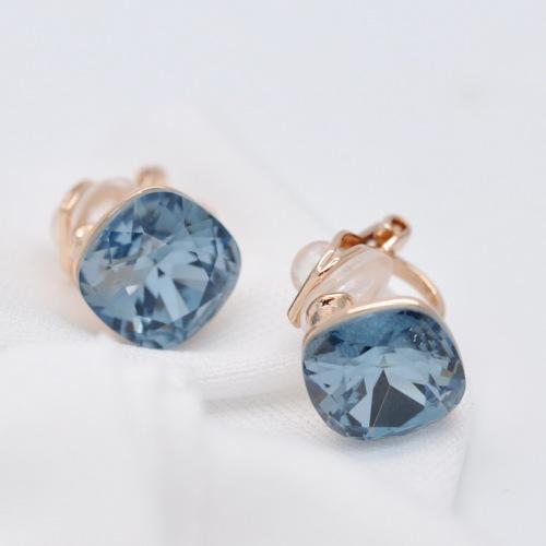 正品奥地利水晶经典方形水晶耳夹 无耳洞女夹式简洁百搭 - dianjiang-