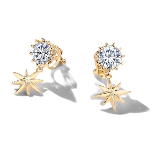 星辰美钻 欧美清新气质星星耳环小耳钉耳夹无耳洞女日本韩国少女 - dianjiang-