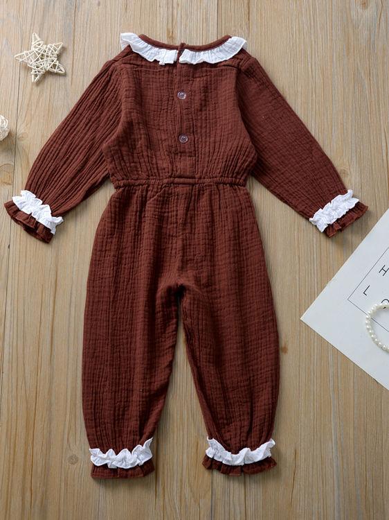 Autumn Multi-colored Ruffled Tie-waist Muslin Baby Girls Jumpsuit - dianjiang-