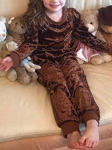 4 Colors Indoor Toddler Kids Baby Spring Striped 2-piece Velvet Clothes Set Jumper and Pants - dianjiang-