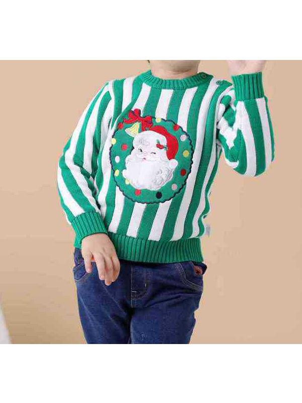 Toddler Kids Unisex Santa Crochet Sweater Red/Green - dianjiang-
