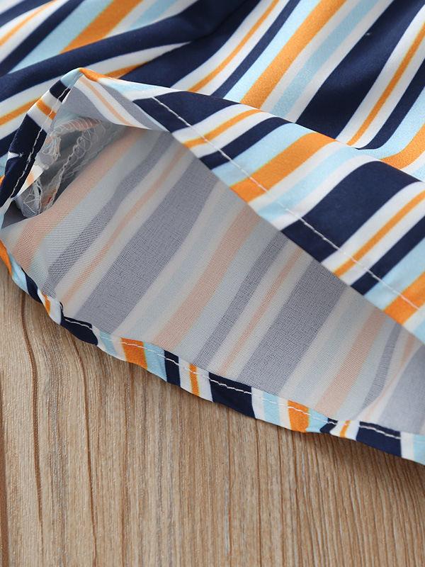 Trendy Baby Little Girl Color-blocking Stripe Shorts - dianjiang-