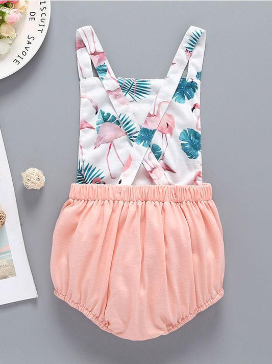 Trendy Infant Baby Girl Flamingo Leaf Romper Playsuit - dianjiang-