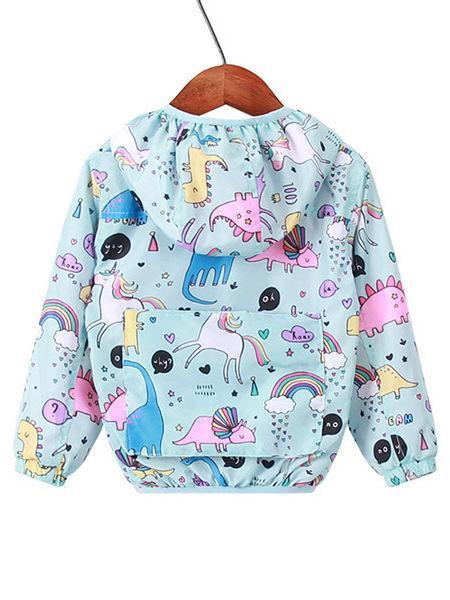 Unicorn Rainbow Dinosaur Cartoon Print Hooded Jacket - dianjiang-