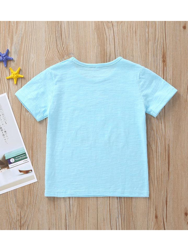Wink After Lemon Printed Summer Baby Toddler Boy Blue T-shirt - dianjiang-