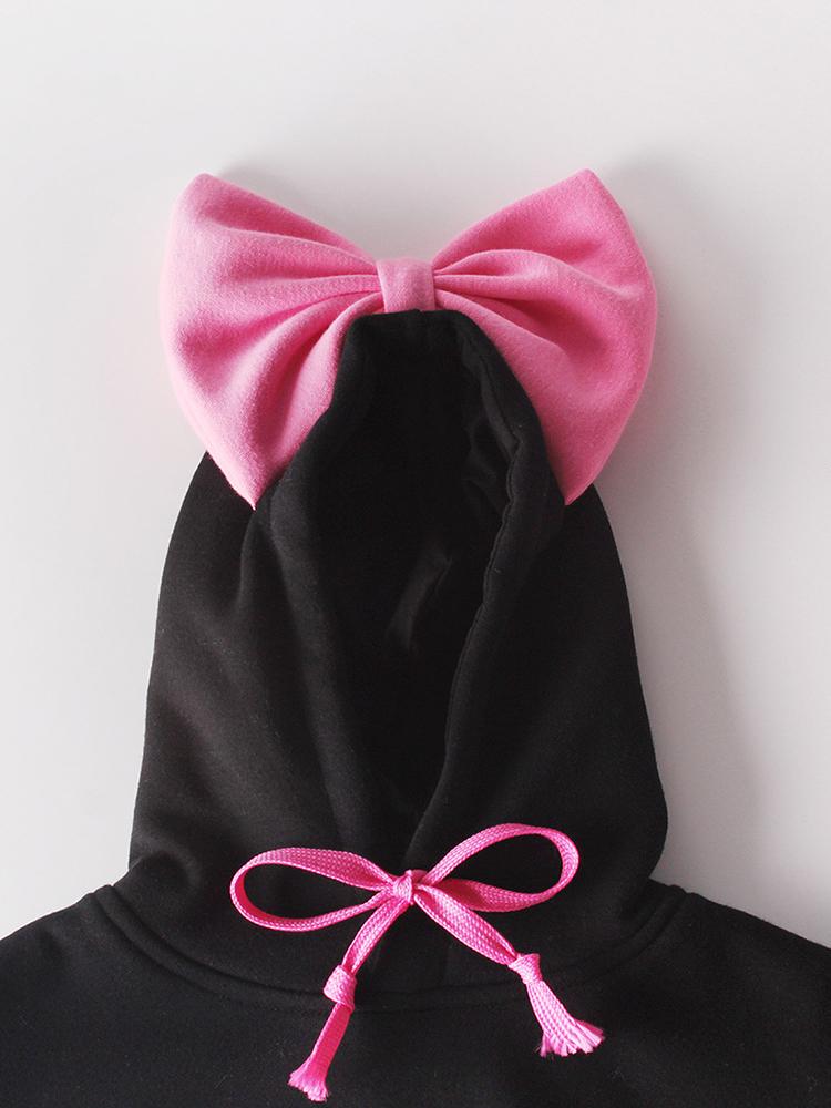 Winter Lovely Baby Big Bow Fleece-lined Hooded Onesie - dianjiang-
