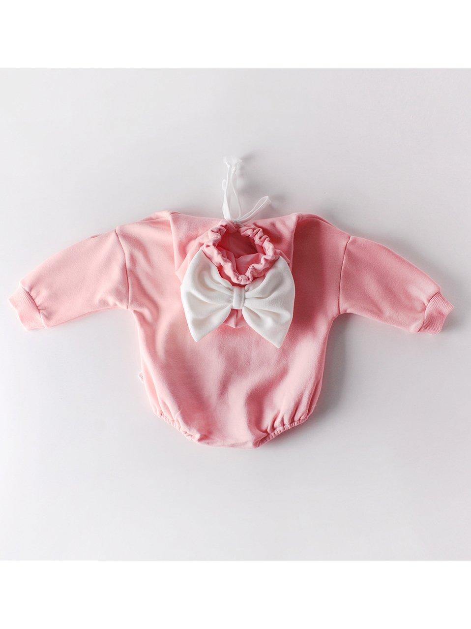 Winter Lovely Baby Big Bow Fleece-lined Hooded Onesie - dianjiang-
