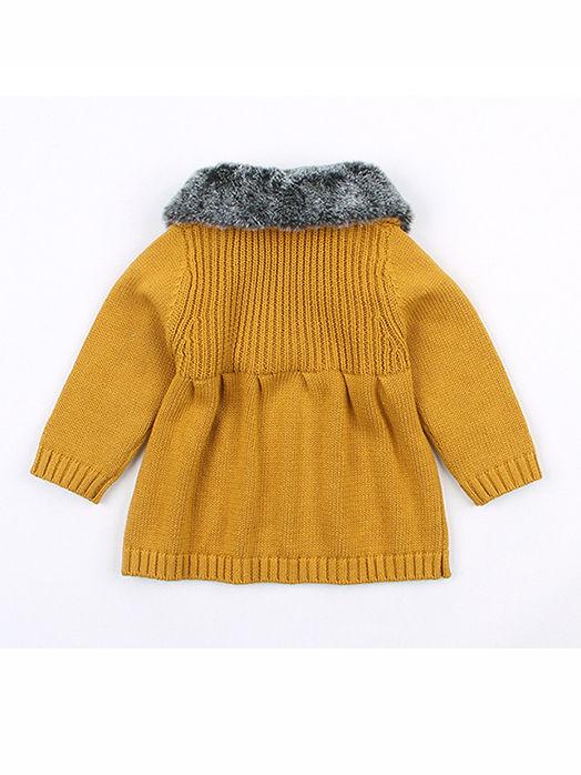 Winter Infant Baby Fur Collar Knitted Coat - dianjiang-